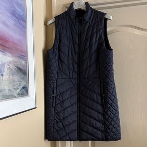 Talbots Navy Quilted Vest Zip Front Side Pockets size Medium